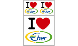 Département Le Cher (18) - 3 autocollants "J'aime" - Autocollant(sticker)